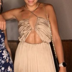 Zara Beige Cutout Halter Wedding Dress